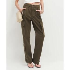 Reformation 'Landy' Green Wide Leg Cargo Denim Jeans Size 27